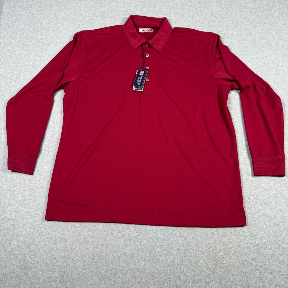 Bermuda Sands Cambridge Mens XL Long Sleeve Golf Polo Shirt Red NEW Preppy